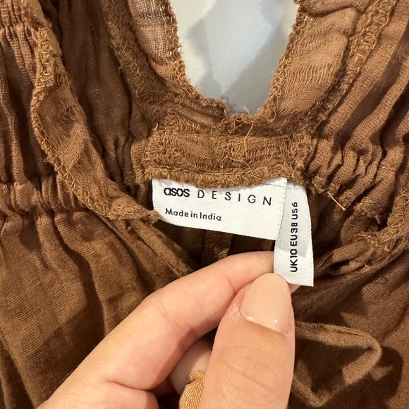 Asos Shirred Frill Beach Mini Dress - Picture 6 of 7